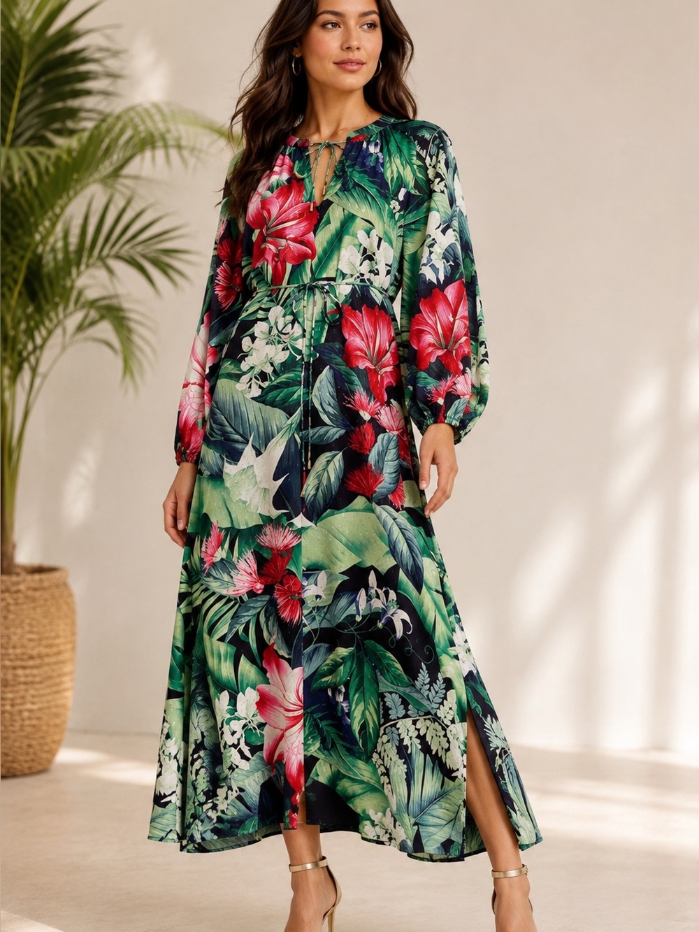 NWT Tommy Bahama Tropical Floral Maxi Dress Medium Resort Vacation